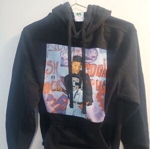 Vintage Men's Small Cross Colors Black Hoodies With Will Smith
